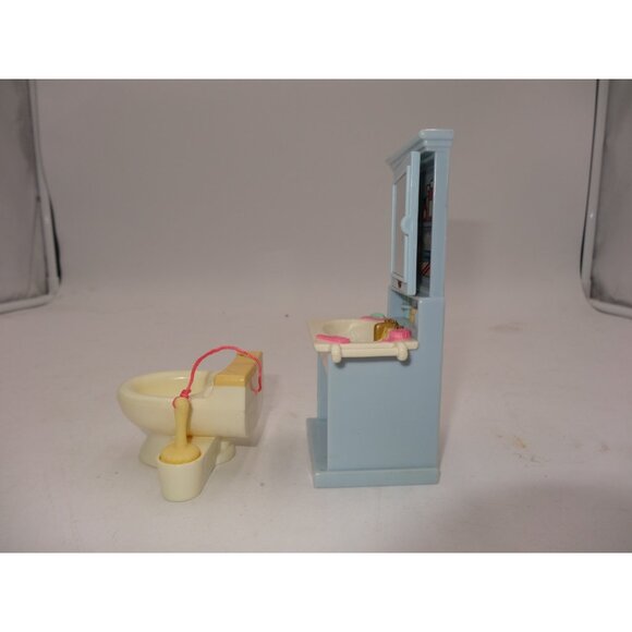 Fisher Price Loving Family Dollhouse Bathroom Lot Toilet and Vanity Sink 2002 - Picture 10 of 11